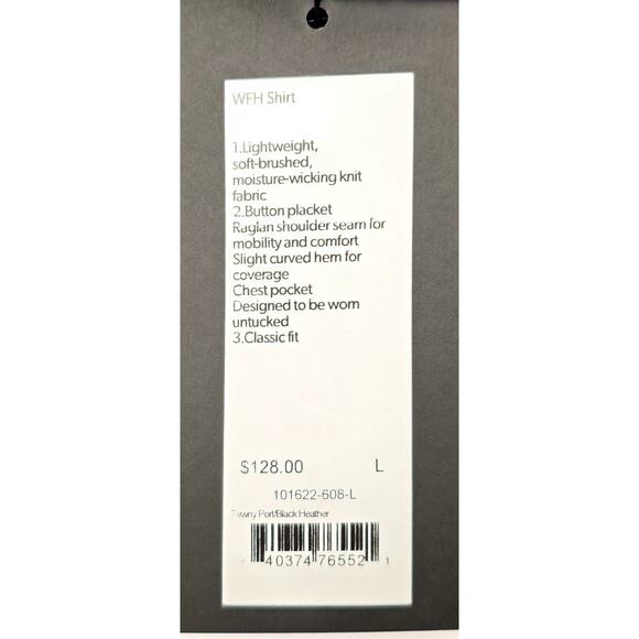 Rhone WFH Button Up Shirt Jersey Stretch $128 NWT Maroon Tawny Port Black LARGE - Picture 4 of 9